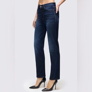 Re/Done 70s High-Rise Stove Pipe Jeans -
Deep Faded Blue, Size 28